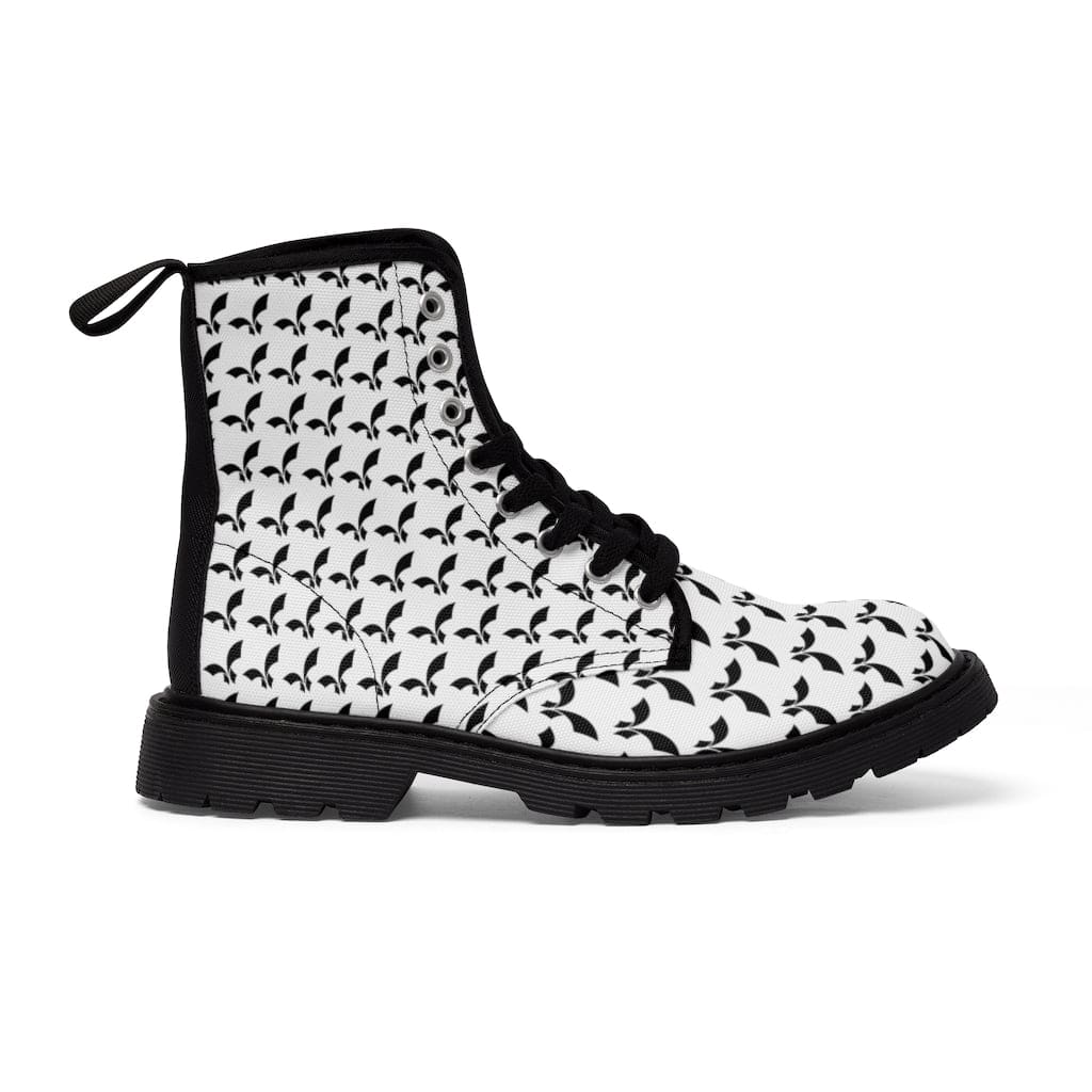 Lace - up All Over Print Black & White Fikafuntimes Combat Boots