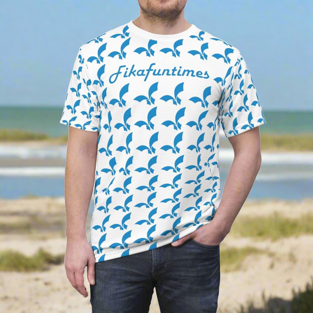 All Over Print White & Blue Unisex Fikafuntimes T - shirt