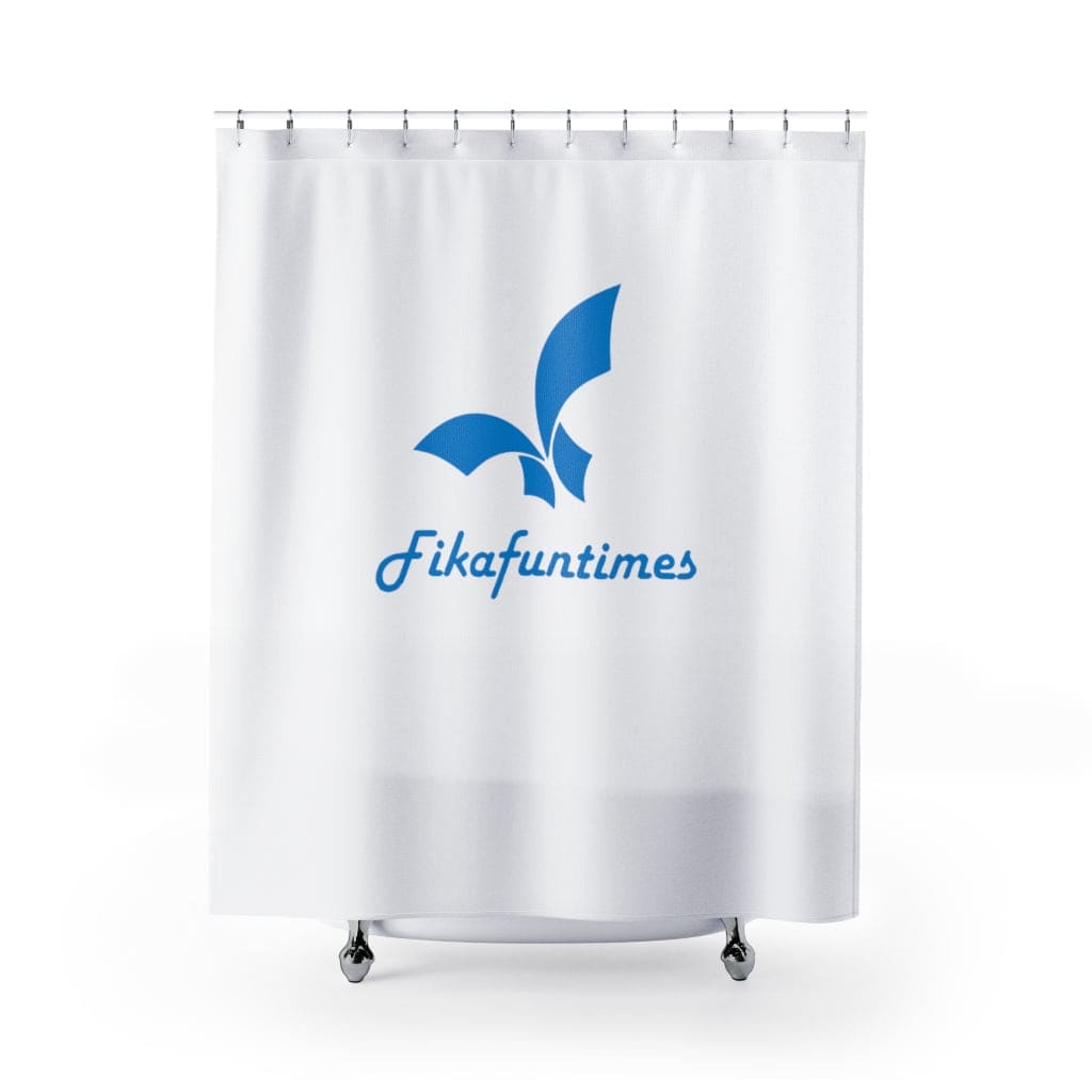Fikafuntimes Blue Logo Print Shower Curtain