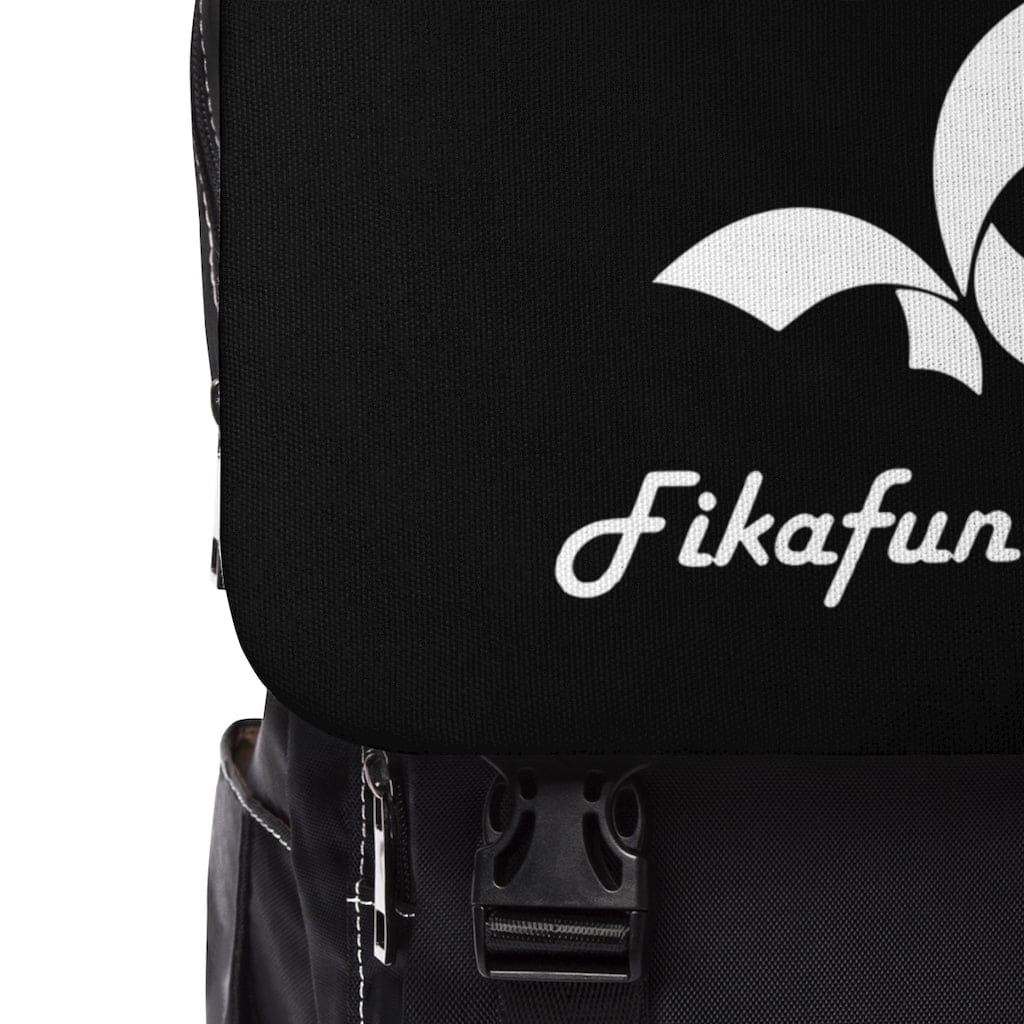 Side Pocket Fikafuntimes Logo Print Laptop Backpack