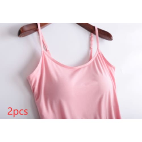 2pack Built-in Padded Bra Adjustable Strap Cami Top