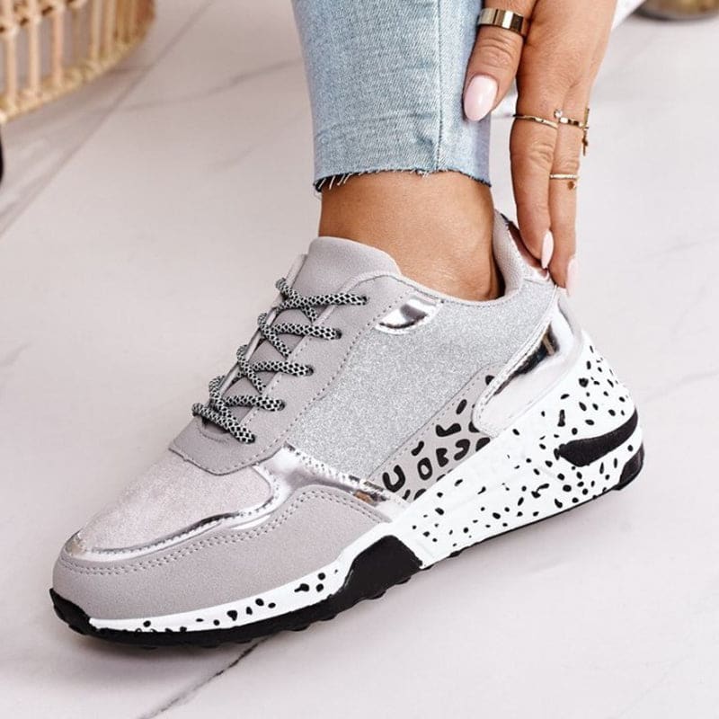 Leopard Print Lace - up Suede Platform Sneakers