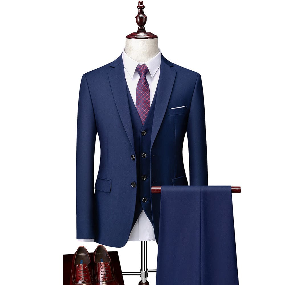 Men 3 - piece Blazer & Vest & Slant Pocket Tailored Pants Set