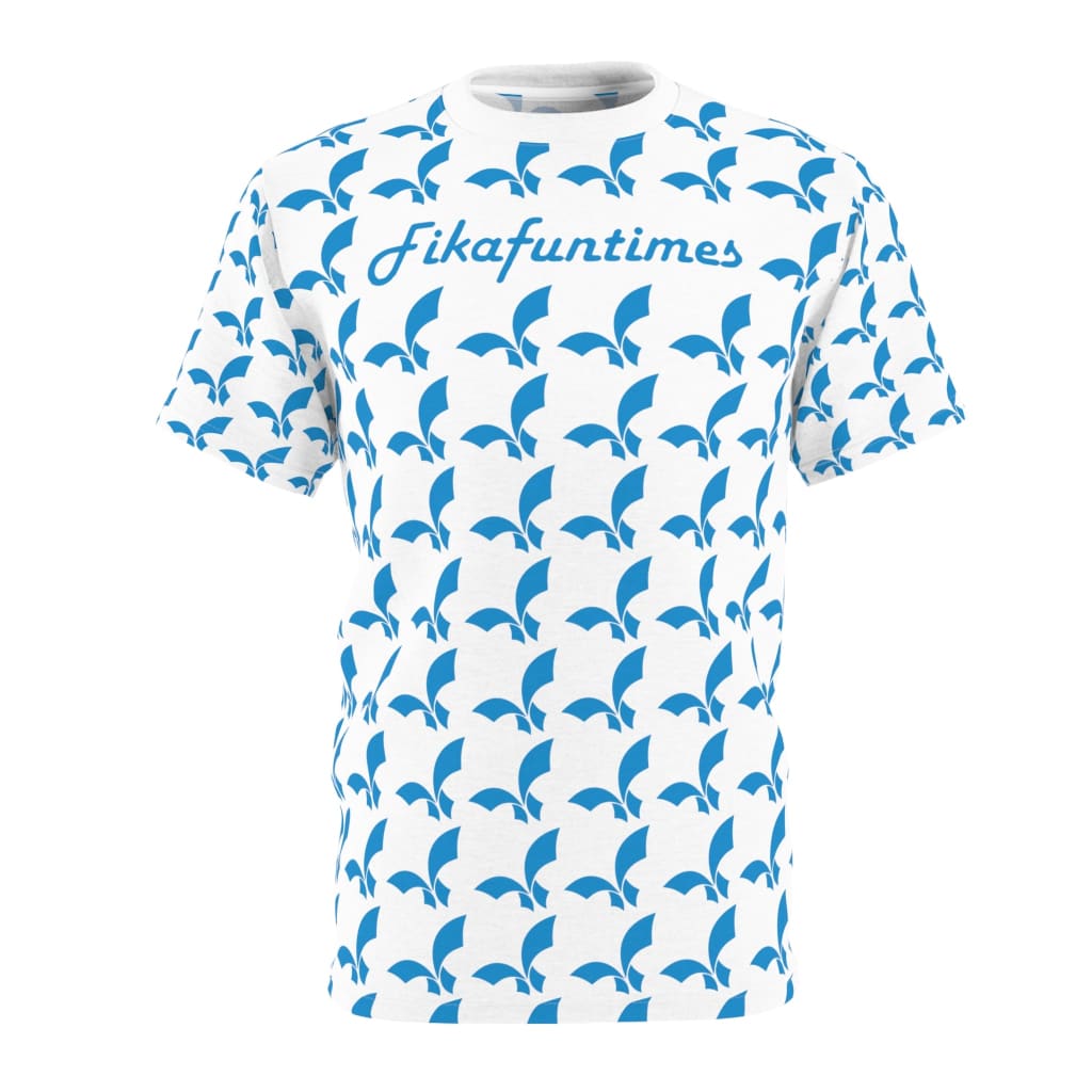 All Over Print White & Blue Unisex Fikafuntimes T-shirt
