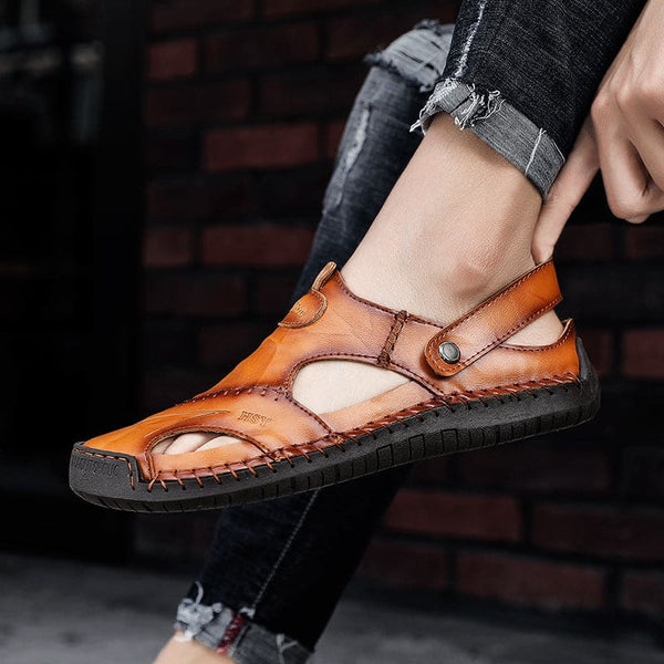 Men Breathable Slingback Leather Sandals