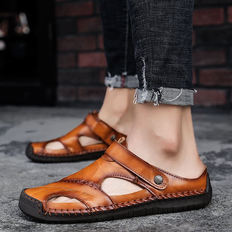 Men Breathable Slingback Leather Sandals