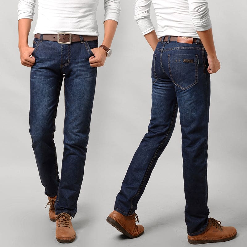 Men Slant Pocket Slim Fit Straight Leg Jeans