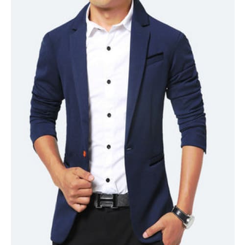 Men’s Solid Lapel Collar Side Pocket Single Button Blazer