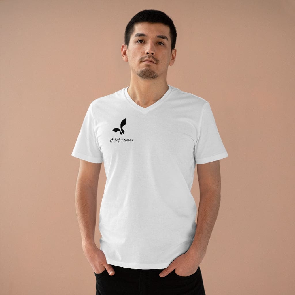 Men Organic V - neck Fikafuntimes T - shirt