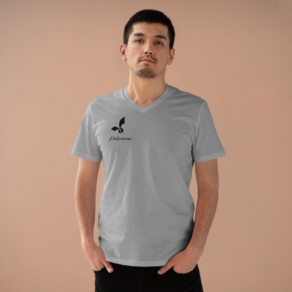 Men Organic V - neck Fikafuntimes T - shirt