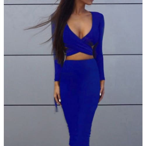 Plunging Neck Criss Cross Cut Out Front Bodycon Dress