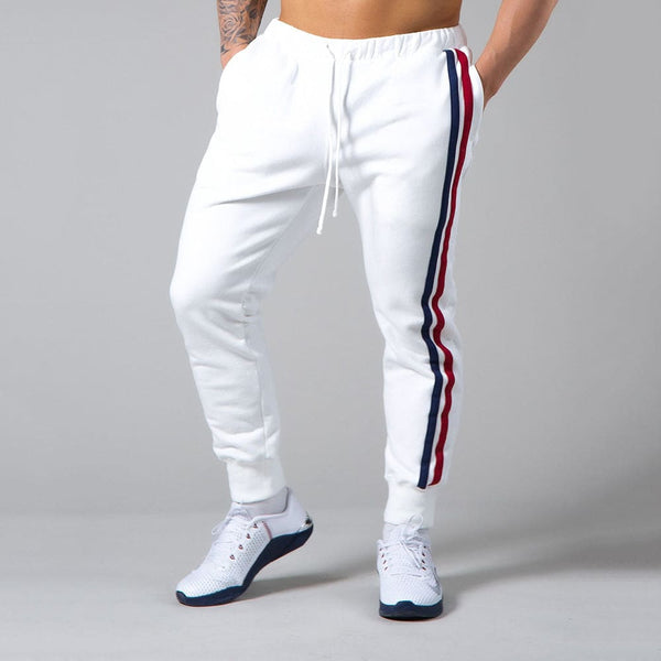 Men Side Stripe Slant Pocket Drawstring Jogger Sweatpants