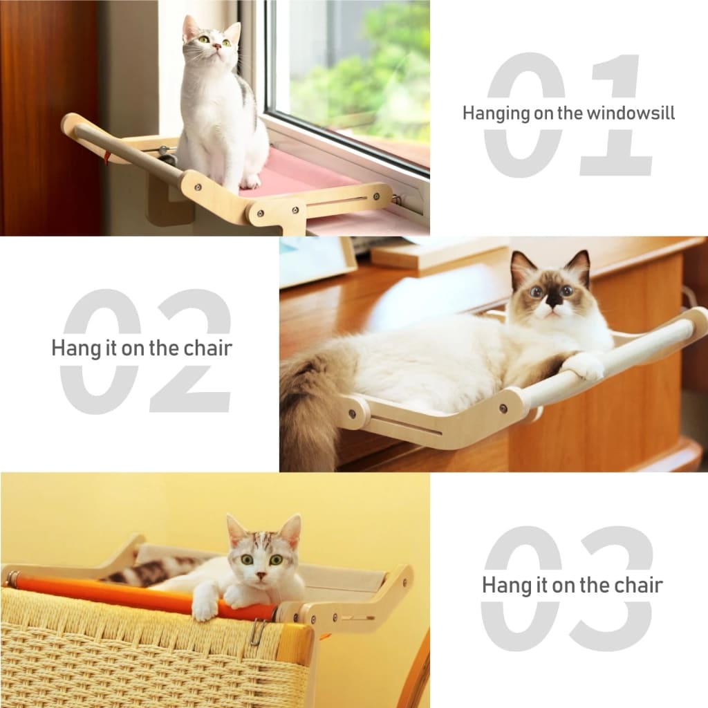 Wooden Hanging Cotton Canvas Cat Bed